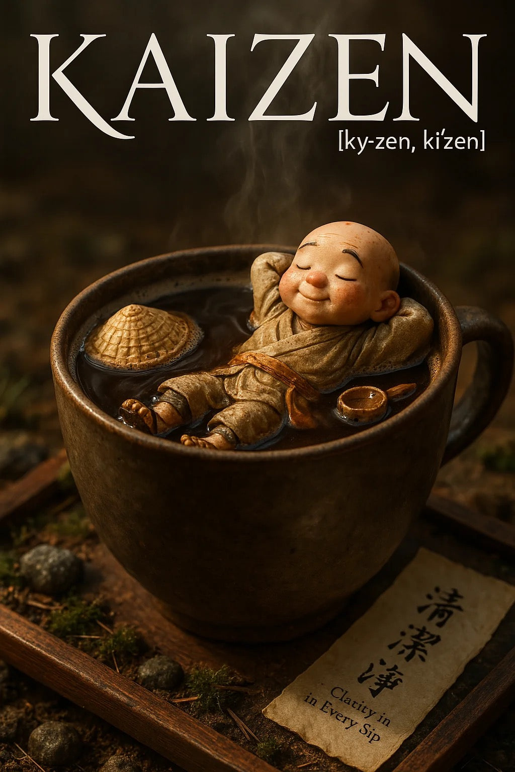 Glyphosate-free Kaizen mushroom coffee in a clean ceramic mug Morning coffee ritual with toxin-free Kaizen coffee