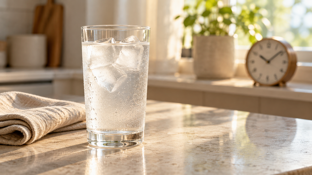 Glass of water with electrolytes for intermittent fasting